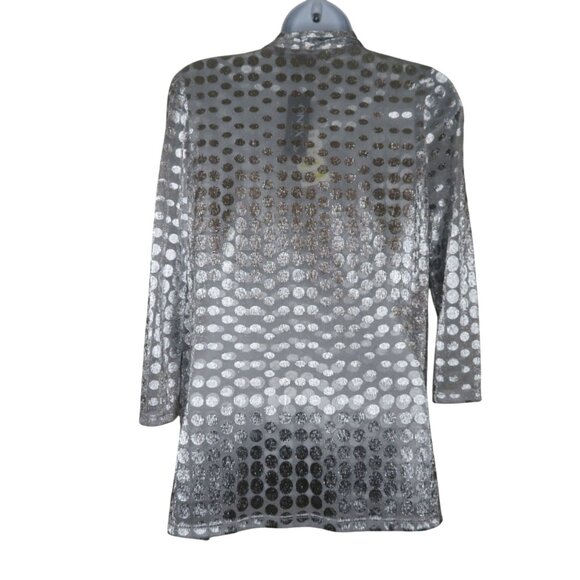 New Onyx Nite Silver Metallic Polka Dot Tank Top & Sheer Cardigan Set Womens S - Picture 5 of 11